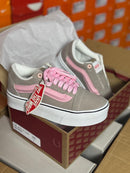 Vans Knu Plataforma x Cinza/Rosa