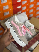 Vans Knu Plataforma x Cinza/Rosa